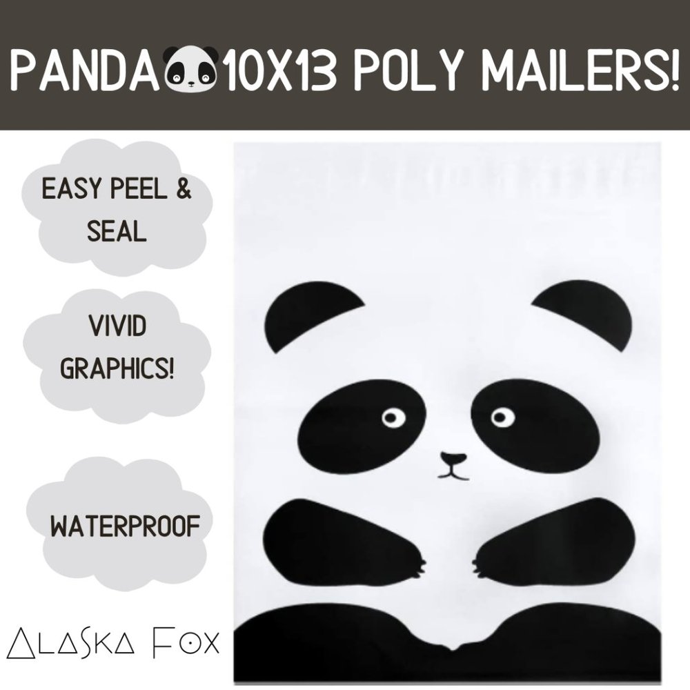 25 Pack 10X13 M&C Panda Cute Poly Mailers Unpadded Shipping Bags Supplies NEW